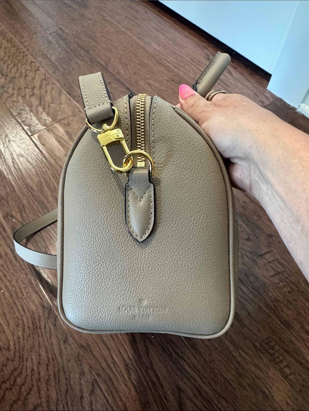 Taupe Monogram Crossbody - Picture 2 of 7